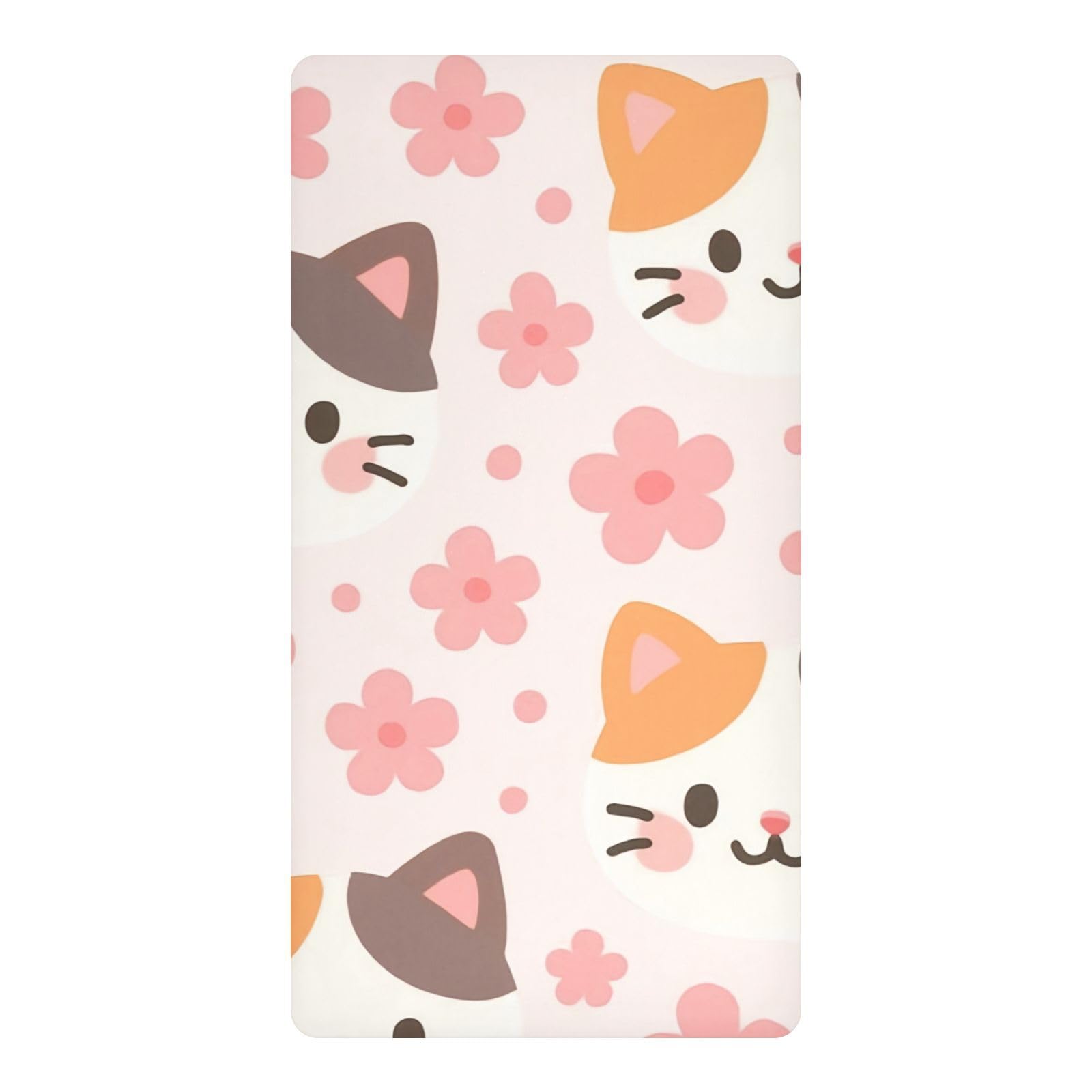 JiangGgen Cute Cat Faces Baby Crib Sheet Soft Breathable Playard Sheet-S