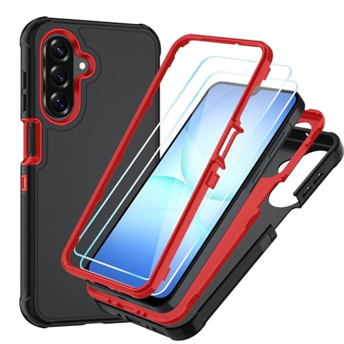Suncasetor for Samsung Galaxy A17 5G Case : Shockproof Phone Cover with HD Screen Protector,Hybrid Protective Military-Grade Drop Protection for Galaxy A17 5G Phone Case,Black/Red,
