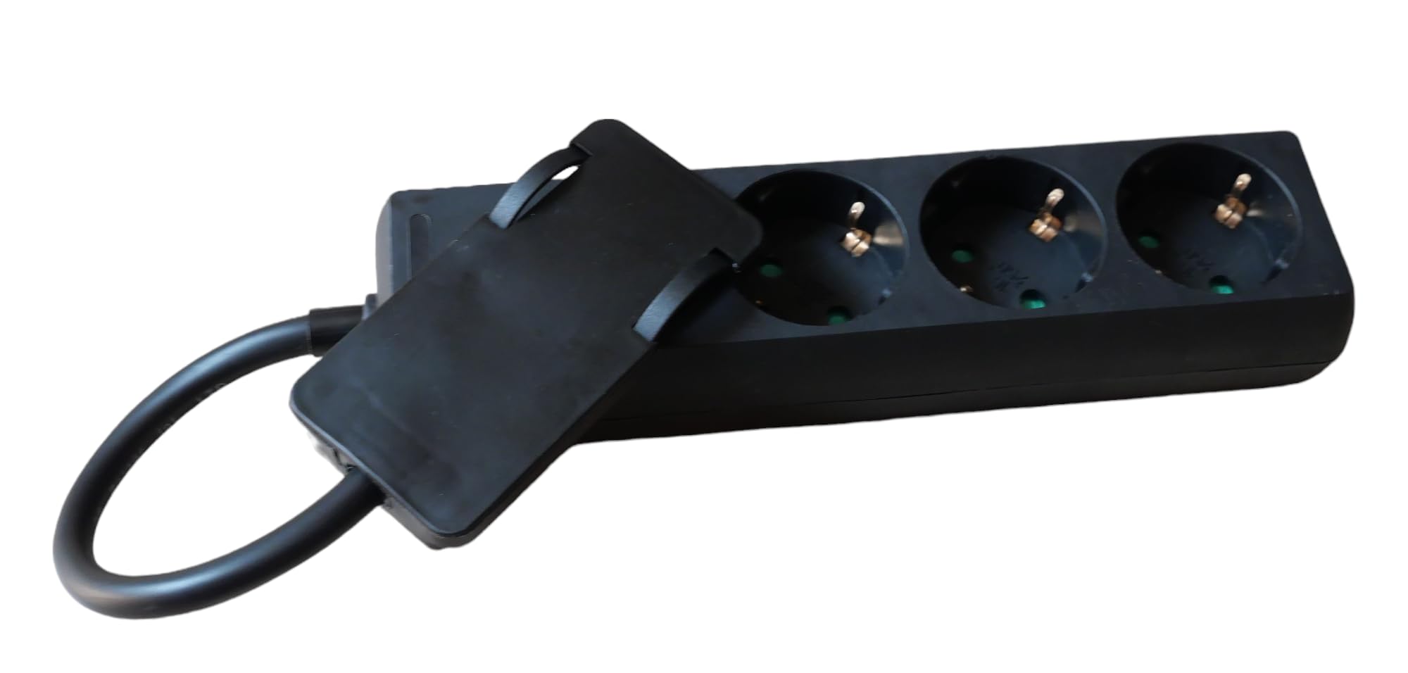 Steckdose 4Fach Schwarz Flach Stecker Möbel Schwarz CE mit kurzem Kabel (2)