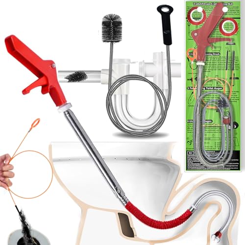 Aozzy 6PCS Drain Unblocker Tools Kit Includes Toilet Unblocker with Anti-Scratch Tape AC Drain Line Cleaner &Sink and Drain Cleaner for Hair Clogs Affordable Alternative to Plumbers for Effective