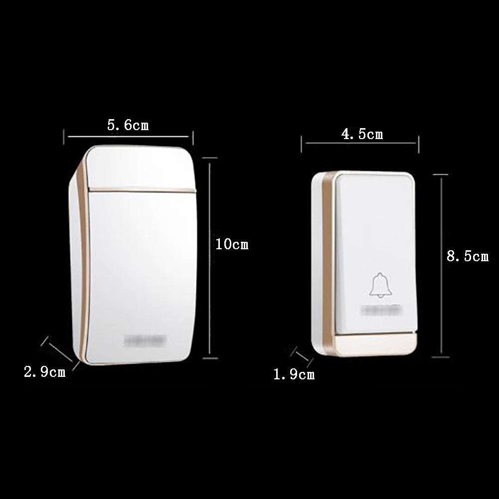 Sonnette de Porte sans Fil enfichable, Carillon de Porte Auto-alimenté étanche IP44 à Une portée de 650 Pieds avec 38 mélodies, 3 Niveaux de Volume, 1(2