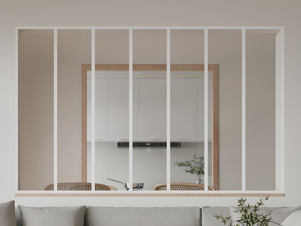 Vente-​unique - Vetrata Atelier 210 x 130 cm in Alluminio termolaccato Bianco - Bayview