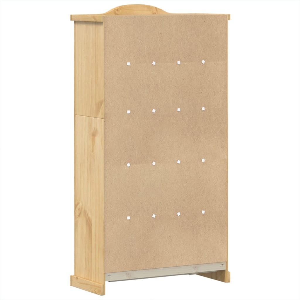vidaXL Armario con Vitrina Corona Madera Maciza Pino 99x43x187 cm, Mueble Vitrina, Armario Expositor, Armario Cristal, Vitrina
