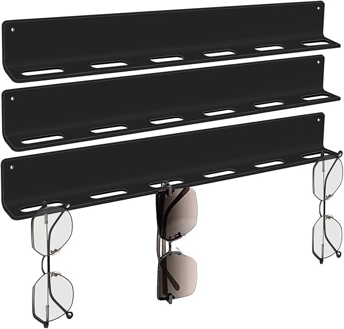 Shikha Collection Wall Mount Sunglass Organizer | Glasses Display Rack for Hanging Storage | Acrylic Multiple Eyeglasses Eyewear Organizer Wall Pack of 3, (Black)-image-23