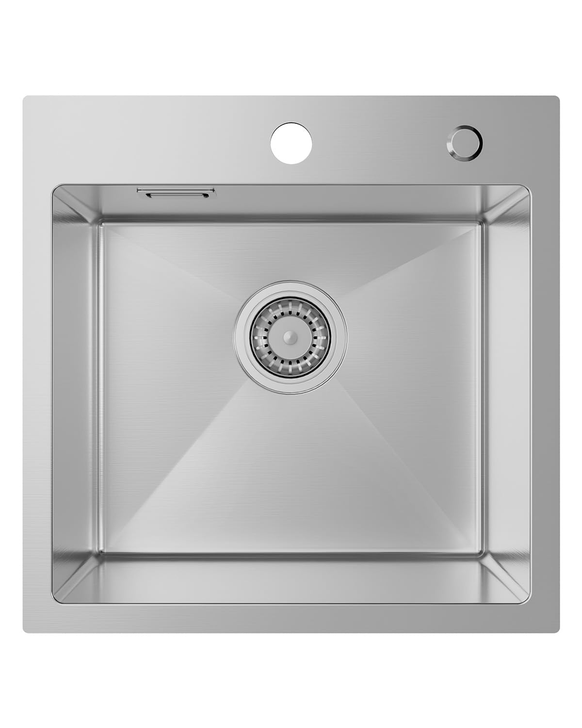 Évier de Cuisine, 45 x 45 cm, Rectangulaire, en Acier Inoxydable 304, avec Siphon, Lavabo de Cuisine, pour Armoires Inférieures à Partir de 45 cm de Large, 1 Evier Encastrable en Acier