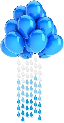 Miniatura 2 de Decoraciones de fiesta de cumpleaños para baby shower, boda, banderines de papel, banderines de gotas de lluvia, banderas guirnaldas (azul)