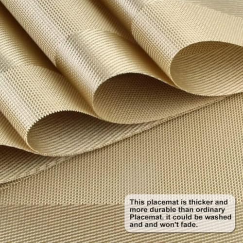 Image of Solitude Placemats Set of 6 Dining Table Place Mats | Placemats Table Mat PVC Material | Non-Slip Heat Resistant | Dining Tablemates Washable Anti-Skid | Size 45 x 30 CM (Gold)
