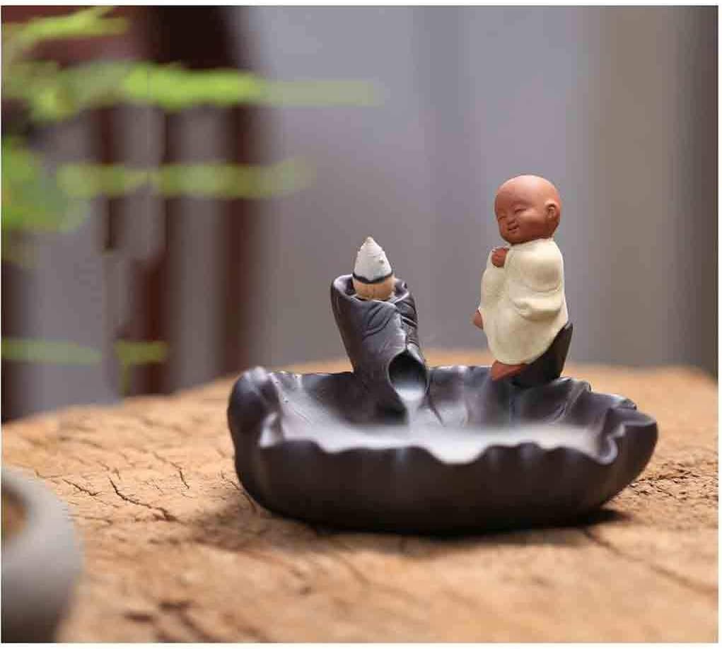 YYDS Incense Burner Backflow Incense Burner Monk Handmade Ceramic Incense Holder Home Decoration Tea Ceremony Table Decoration 6.1 × 6.1 × 4.56 Inch Incense Holders