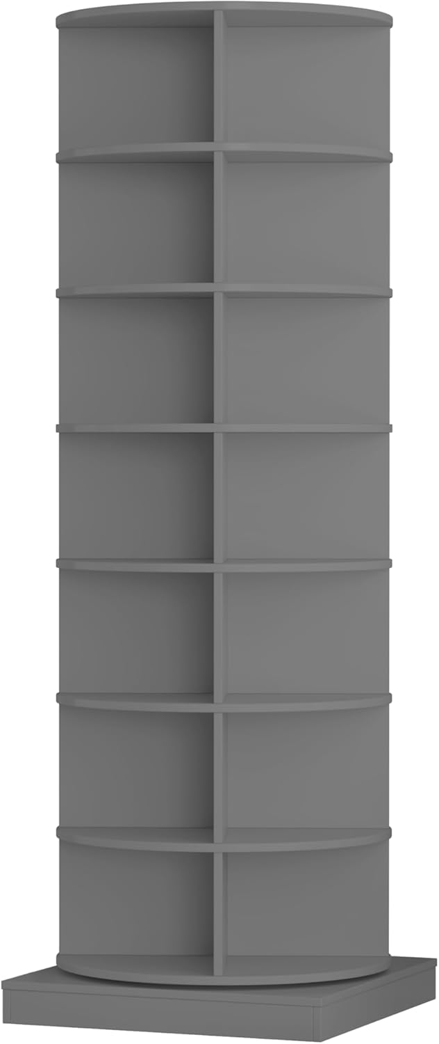 Ball & Cast 7 Tiers Rotating Shoe Rack Tower, Spinning Shoe Display, Revolving 360 Shoe Rack Storage Round Carousel, Lazy Susan Shoe Organizer, for Living Room, Entryway, Grey