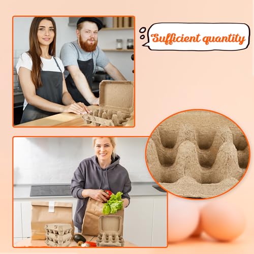 52 Pack Paper Egg Cartons Bulk 6 Count Natural Pulp Egg Containers 3 x 4 Style Square Chicken Cardboard Egg Tray Holder for Family Farm Market Chicken Farm Storing - Image 5