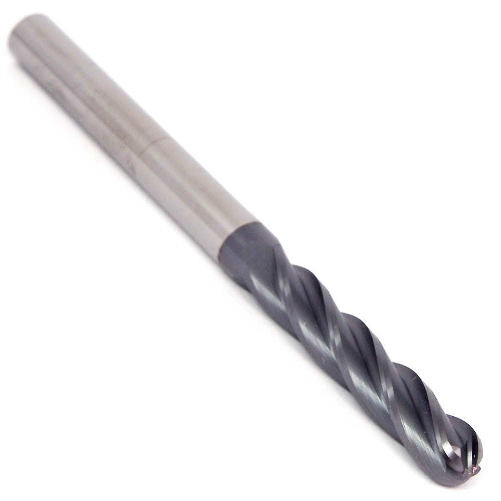 Titan TC17517 Solid Carbide End Mill, Extra Long Length, 4 Flute, Square End, 30 Degree Helix, Uncoated, 1/4" Size, 1/4" Shank Diameter, 6" Overall Length, 1-1/2" Cutting Length