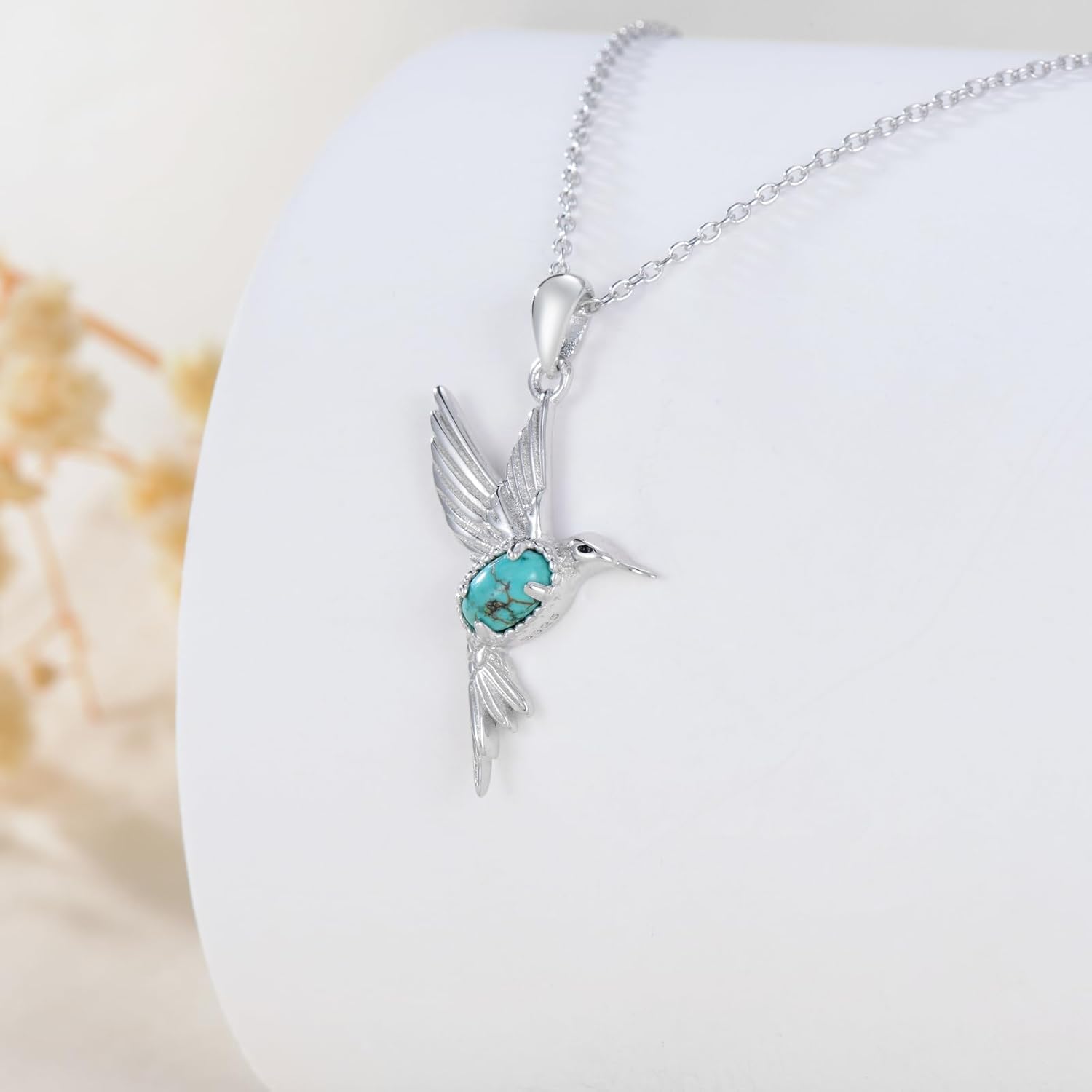 Hummingbird Necklace 925 Sterling Silver Natural Gemstone Hummingbird Pendant Animal Jewelry Gifts for Women - Image 3