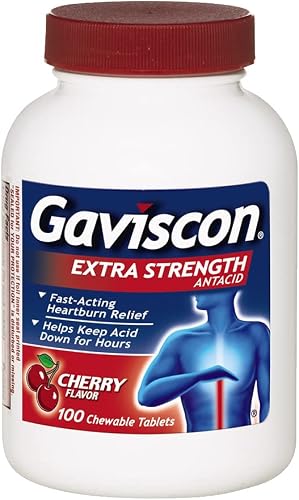 Gaviscon Extra Strength Cherry Chewable Tablet For Fast-Acting Heartburn Relief, 100 Count