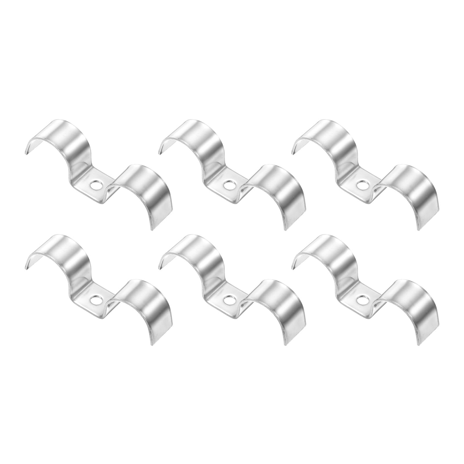 sourcing map 6 Pcs Stainless Steel Double Line Clamp 25 mm / 1 inch Fuel Lines Clips M-Shape Mounting Clip for Brake Fuel Lines Tubes Wire Pipe Cord Installation, Silver
