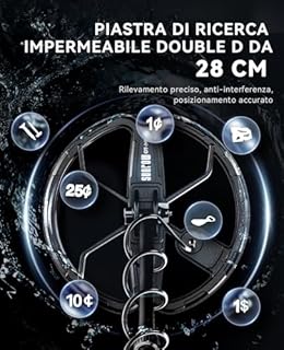 SUNPOW Metal Detector Professionale Ricaricabile per Adulti – Batteria 2500 mAh (35 h) – Metal Detector Impermeabile Oro IP68 con Bobina Double-D 25 cm, 4 modalità, Struttura Robusta – OTMD15