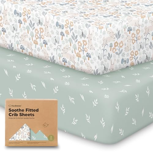 Image of KeaBabies 2-Pack Organic Crib Sheets for Boys, Girls - 52x28 Fitted Crib Mattress Sheet Neutral, Breathable Jersey Cotton Cover for Baby Bed, Toddler Mattress, Soft & Cute Prints (Prairie)