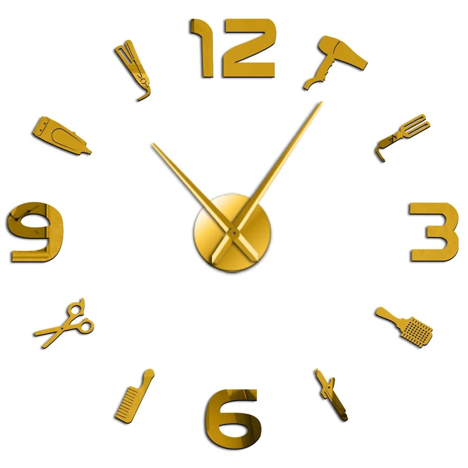 JBJYGSG DIY Large Wall Clock Mirror Effect Art Frameless Watch Non Ticking For Living Room Bedroom(Gold,37 Inch)