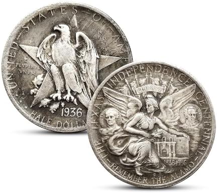 Antique U.S. Silver Coins, American Old Coins, Morgan Dollar Coins for Collectors, Ancient Coin Collection, Silver Dollar Coin, Commemorative Gifts Lucky Charm (Texas Centennial 1936)