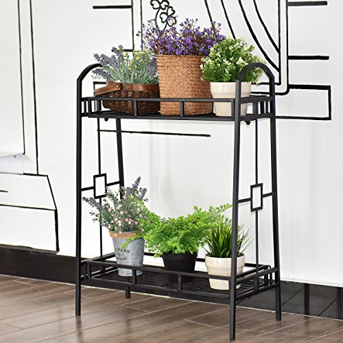 Giantex Plant Stand Flower Pot Rack 2 Tier Metal Flower Pot Rack Heavy Duty Plant Display Holder Decor #TOP1