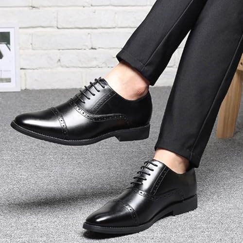 Men's Lace-up Brogue Leather Oxford Dress Shoes Pointed Toe Wingtip Non-Slip Casual Shoes for Business Formal Weddings Prom Party2