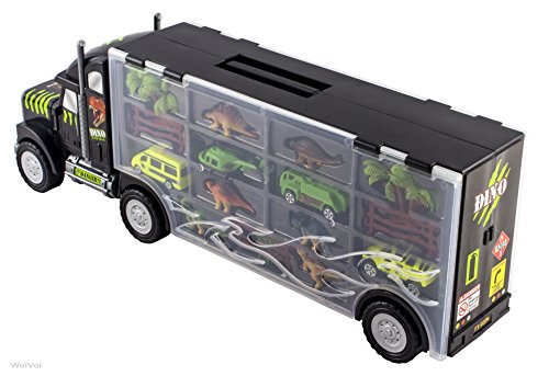 WolVolk Giant Dinosaur Transporter Truck Toy Carrier with Cars and Dinosaurs, Great Toy Truck and Car Carrier - Thumbnail 5