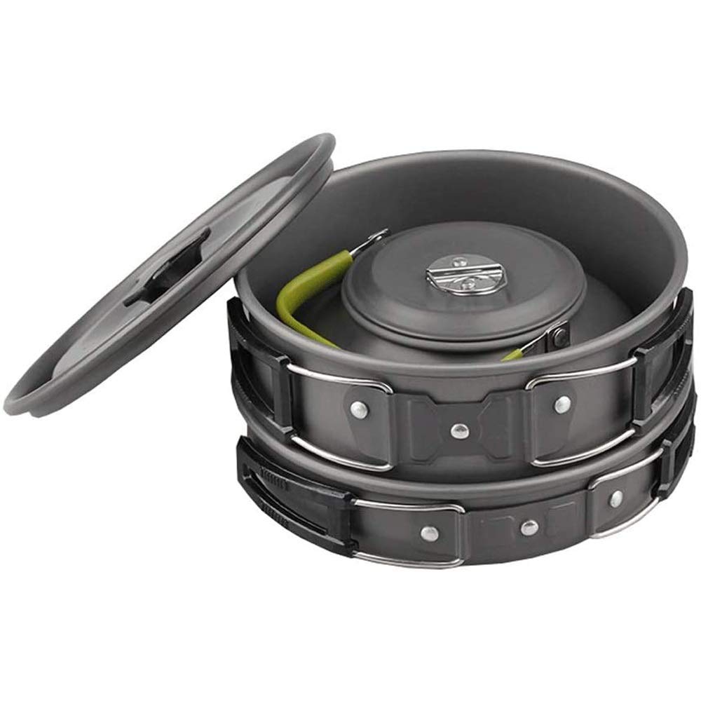 Camping Cookware Mess Kit Aluminum Lightweight Folding Camping Set Pot Pan Kettle Set for Outdoor Camping Hiking Picnic