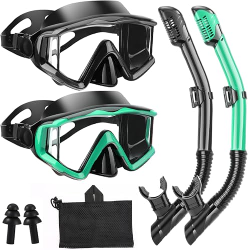 Set de Máscara de Snorkel para Adultos, Máscara de Buceo, Gafas de Natación, Ajuste Automático, Antivaho y Antifugas