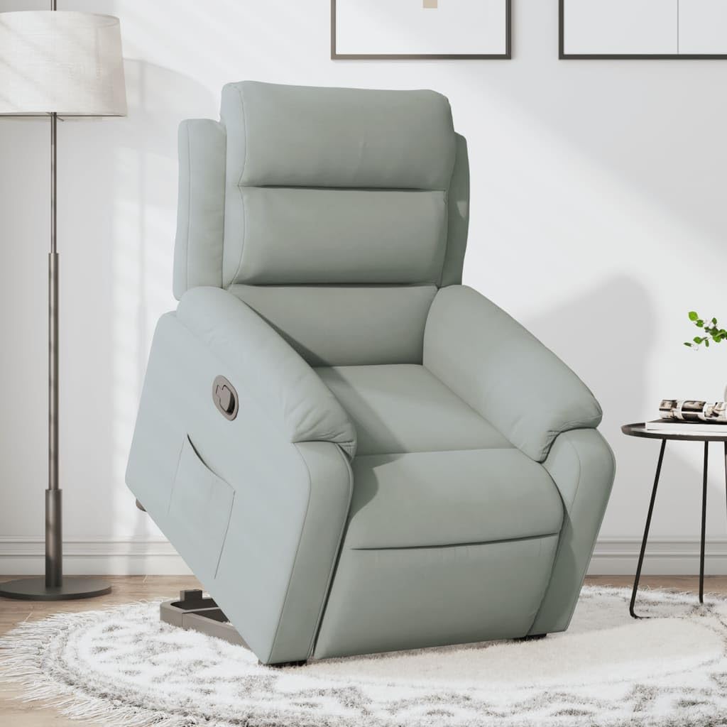 vidaXL Sillón Reclinable Elevable, Silla con Respaldo Reposabrazos, Sillón Orejero Ajustable, Asiento para Personas Mayores, Terciopelo Gris Claro
