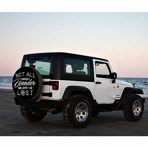 Image of Travel Voyage Spare Tire Cover Not All Who Wander Are Lost Weatherproof Universal Wheel Protectors Camper Tire Covers for Trailer Rv Travel(17 inch)
