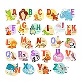 7ProductGroup Alphabet Animals ABC Wall Decals Peel and Stick Easily Removable for Daycare School Kids Room Decoration Decals For Baby Boys Girls Nursery Educational Wall Art (Large Alphabet)