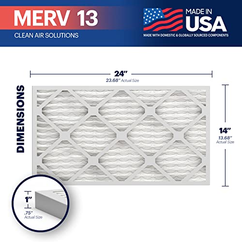 Image of BNX TruFilter 14x24x1 Air Filter MERV 13 AC Filter, HVAC Furnace Filter, 6 Pack (ACTUAL SIZE 13.69 inchx23.69 inchx0.75 inch) Allergies, Dust, Pet Dander & Smoke - MADE IN USA - MPR1500 / FPR 10