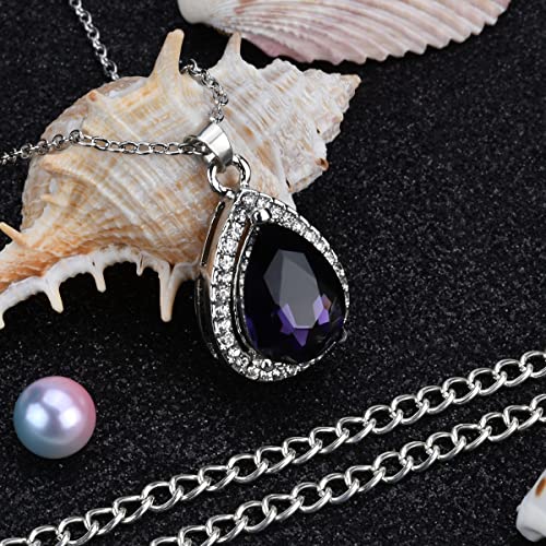 Leecco Pricess Sophia Ncklace Teardrop Amethyst Pendant Necklace Fashion Jewelry Gift For Girls #TOP1