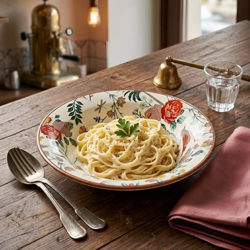 Image of SNS Palm Jumeirah Pasta Serving Bowl | Premium Salad, Soup & Snacks Bowl | Semi-Matt Finish Dinnerware for Oats Pasta Fruits & Desserts | Tableware for Gifting (Palm Jumeirah Pasta Bowl, 1 Piece)