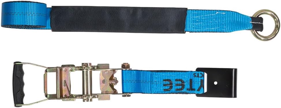 4 Pack 2" x 120" Car Tie Down Straps for Trailer with Flat Hook - 3333 LB WLL Blue Lasso Style Tire Strap for Car Trailer with Ratchets - Vehicle Tie Down Wheel Straps for Hauling Cars