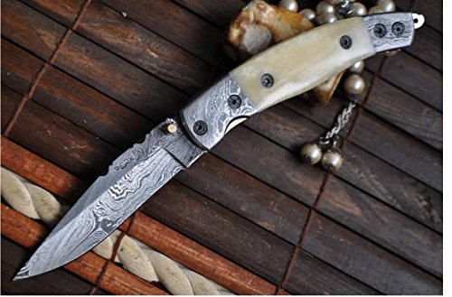 Perkin Knives - Handmade Damascus Folding Knife - Work Of Art #TOP1