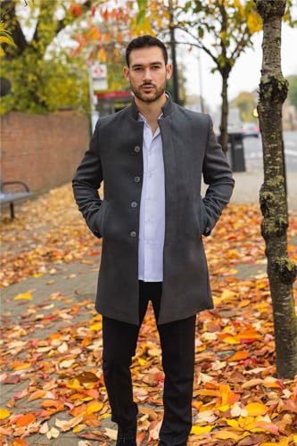 Men's Overcoat Stand Collar Wool Blend Classic Trench Coat Winter Jacket2