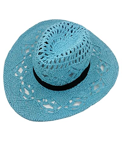 Aonewin Straw Cowboy Hats For Women Cowgirl Straw Hat For Men And Women Blue #TOP7