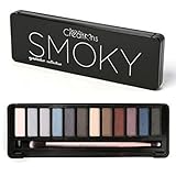 Beauty Creations Eyeshadow Collection Palette in 12 Matte Shimmer Shades with Double Ended Brush and Mirror - Smoky