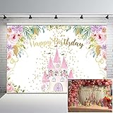 Avezano 7x5ft Princess Birthday Backdrop Flowers Once Upon a Time Princess Castle Birthday...