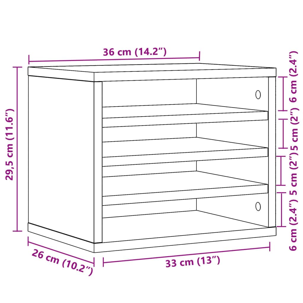 Organizer da scrivania in legno di rovere affumicato, 36 x 26 x 29,5 cm, con portadocumenti, portadocumenti, portapenne, per ufficio e home office