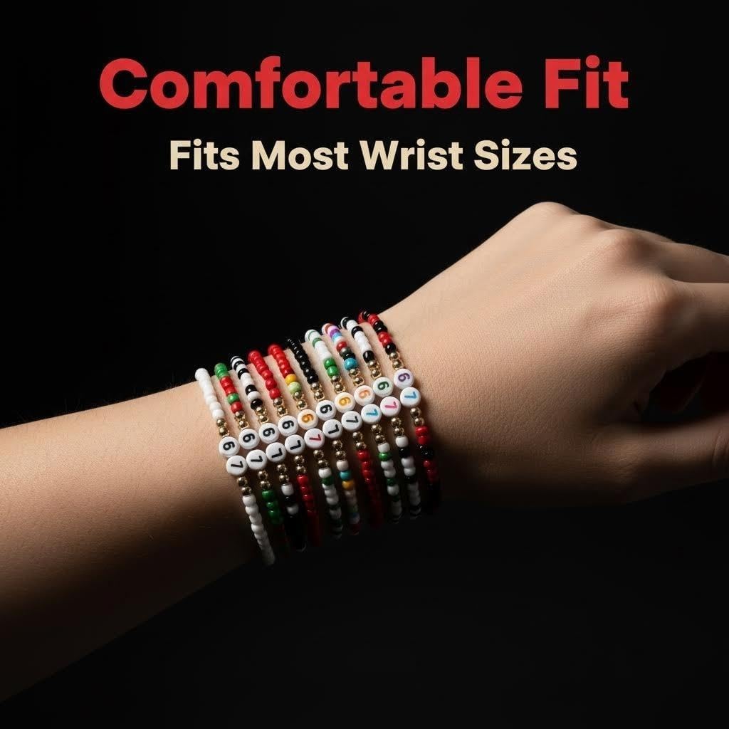 SOOWOOT 67 Bracelets for Teens, 16 Pcs Funny Six Seven Meme Bracelets, Elastic Stretch Bracelets for Men Women, Novelty Party Favors Gift for Birthday, Valentine’s Day, Christmas Stocking Stuffers image 2