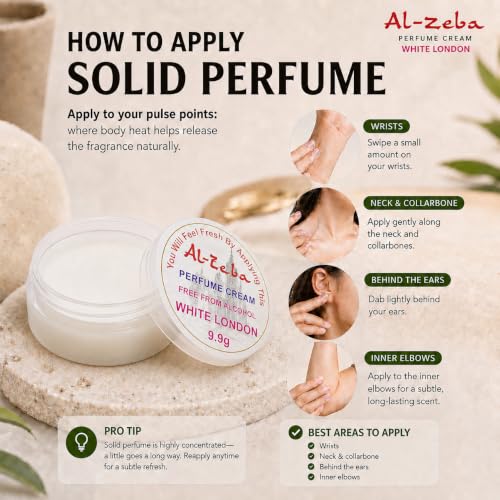 Image of Solid Perfume |WHITE LONDON | Long Lasting Alcohol-Free Solid Perfume Cream | Travel Friendly | Fresh Sport Fragrance | 9.9g