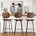 Raynesys 29-Inch Leather Bar Stools Set of 3, Counter Height Barstools with High Backrest，Bar Chairs for Kitchen Island with Heavy Duty Metal Legs, Dark Brown