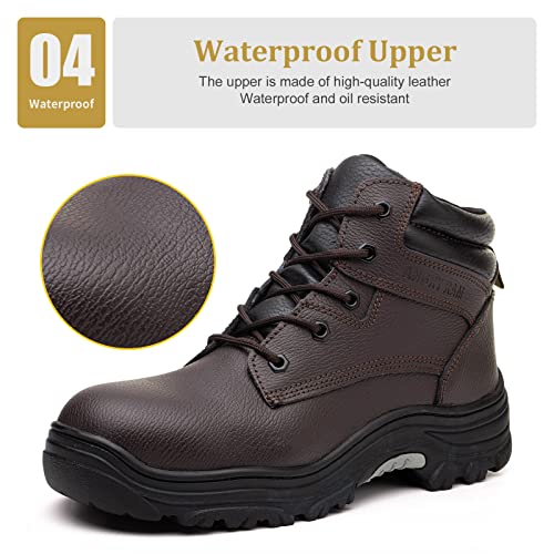 Image of ANGRYRAM Steel Toe Boots for Men Work Boots Slip Resistant Safety Shoes Indestructible Industrial Construction Working Boots Waterproof