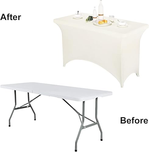 Miniatura 4 de FORLIFE Fundas de mesa de elastano, mantel ajustable para mesas rectangulares, fundas elásticas universales de elastano para mesa de patio, bodas,
