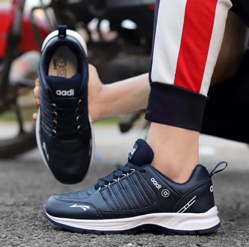 Image of AADI Men's Comfortable Lightweight Synthetic Leather Running, Walking & Gym Casual Sports Shoes