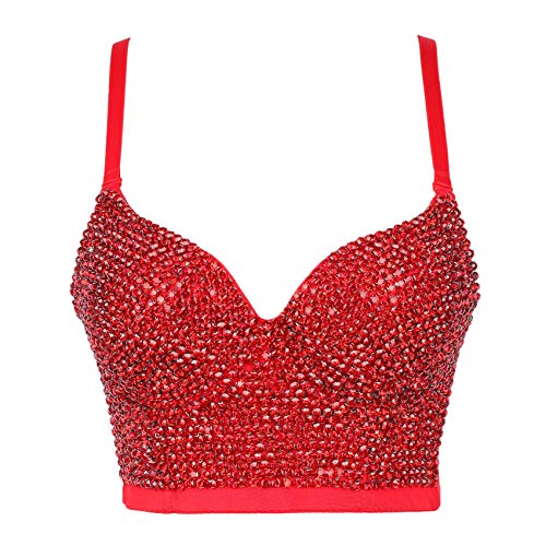 Woboren Damen Korsett Bustier BH Dessous Tank Top Trägertop Crop Top Corsage Schlanke Weste Rot M