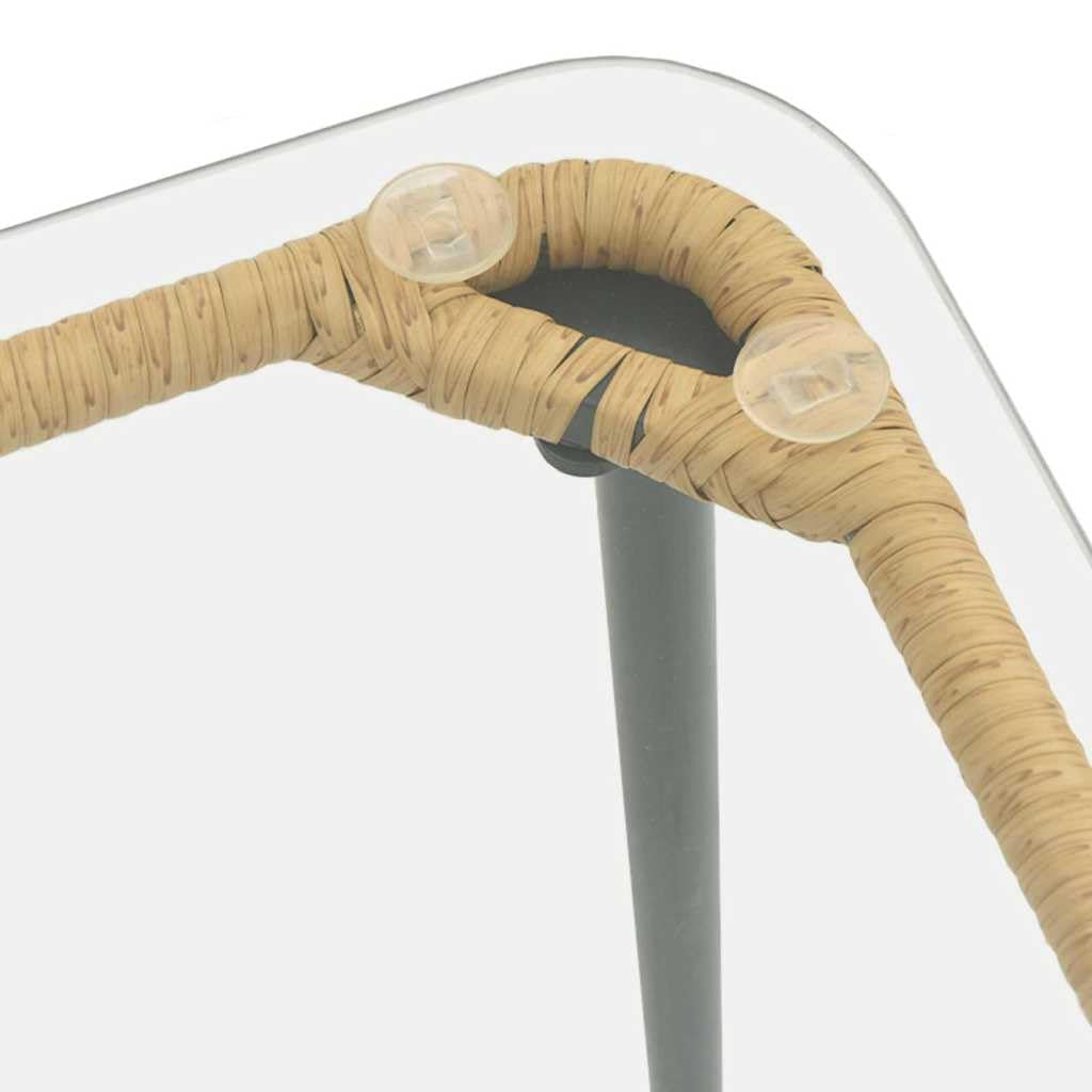 Stół ogrodowy naturalny z polirattanu ze stalową ramą, 80 x 40 x 45 cm, odporny na warunki atmosferyczne, stół tarasowy, na balkon, do ogrodu, patio, na zewnątrz, jedzenie, piknik, dla