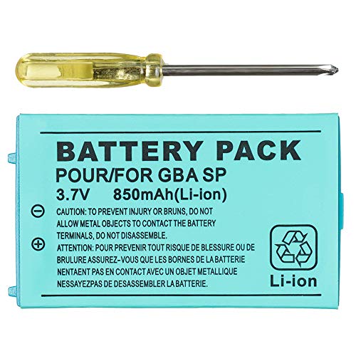 Gameboy Advance SP Battery, TFSeven 1Pcs Nintendo GBA SP Replacement Battery 850mah 3.7V Rechargeable Lithium Ion for Nintendo GBA Sp Gameboy Anvance SP