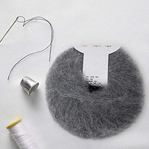 Tnfeeon Mohair Knit Soft Angora Long Wool Yarn Hot With a Crochet Popular for DIY Weave(light grey) - Image 3